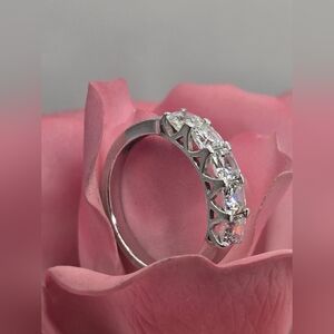 Sterling Silver Women's Ring with Clear Stones